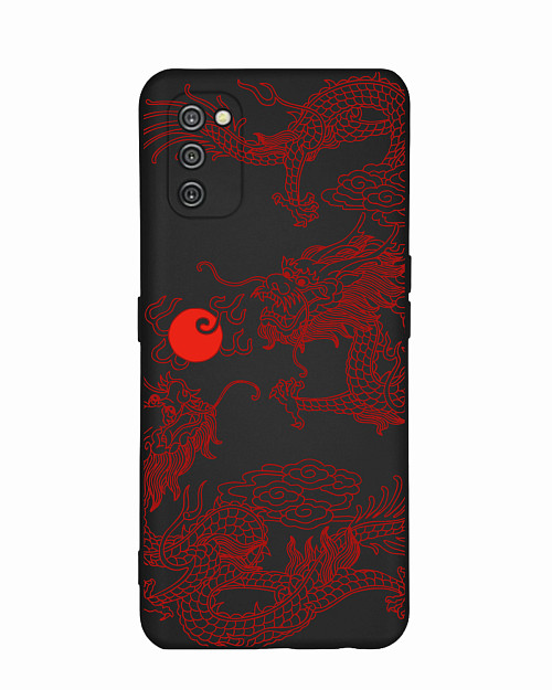 Силиконовый чехол для Samsung Galaxy A03S Красный японский дракон