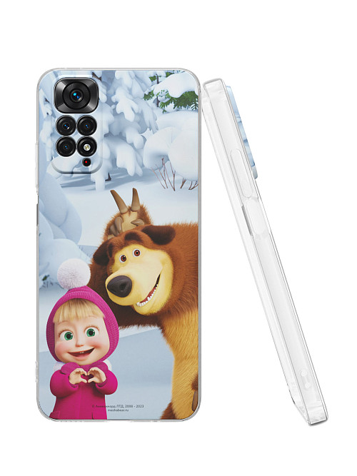 Силиконовый чехол для Xiaomi Redmi Note 11S (4G) "Маша и медведь: Зверя по следам любого"