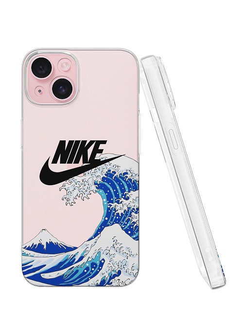 Силиконовый чехол для Apple iPhone 15 "NOVEL: Nike и волна"