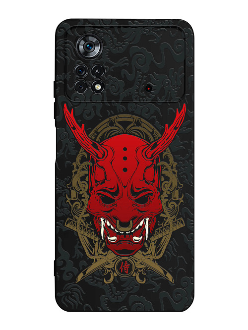 Силиконовый чехол для Poco X4 Pro (5G) Red Oni mask