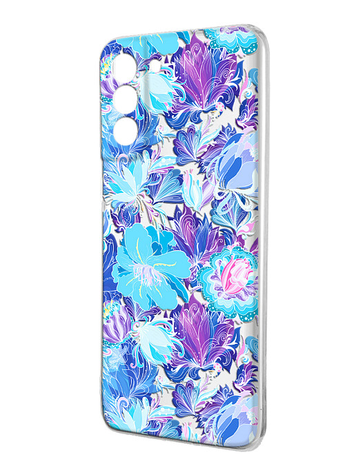 Силиконовый чехол для Samsung Galaxy S21+ (5G) "Голубые цветы"