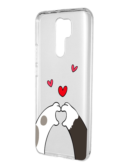 Силиконовый чехол для Xiaomi Redmi 9 "Лапки с сердцем"