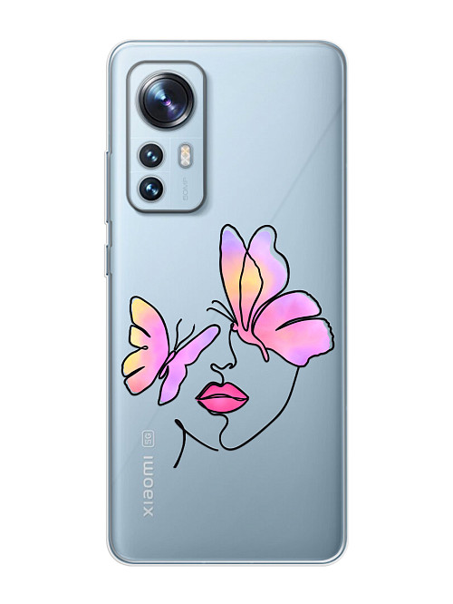 Силиконовый чехол для Xiaomi 12/12X Девушка с бабочками