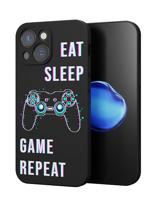 Силиконовый чехол для Apple iPhone 15 "Eat Sleep Game repeat"