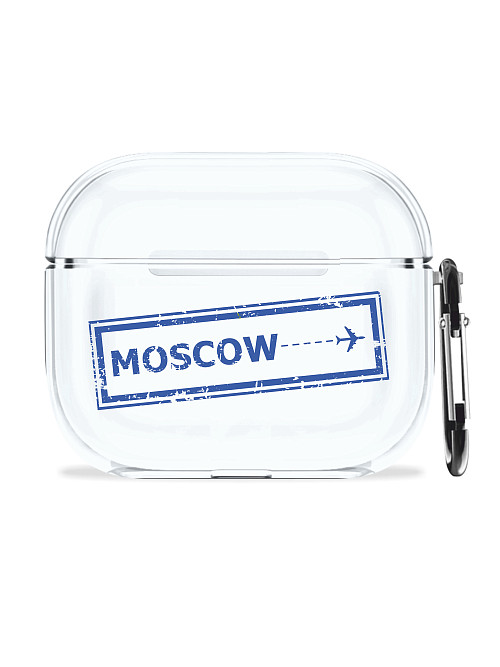 Силиконовый чехол для наушников глянцевый для AirPods 3 "Билет в Москву"