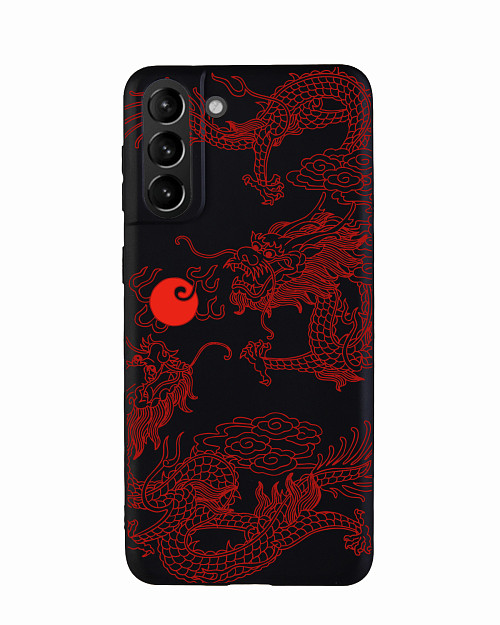 Силиконовый чехол для Samsung Galaxy S21+ (5G) "Красный японский дракон"