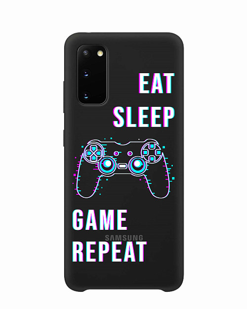 Силиконовый чехол для Samsung Galaxy S20 Eat Sleep Game repeat