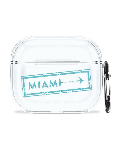 Силиконовый чехол для наушников глянцевый для AirPods 3 "Билет в Майами"