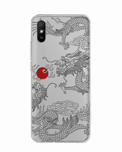 Силиконовый чехол для Xiaomi Redmi 9A Японский дракон
