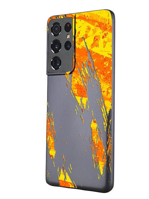Силиконовый чехол для Samsung Galaxy S21 Ultra "Оранжевая краска"