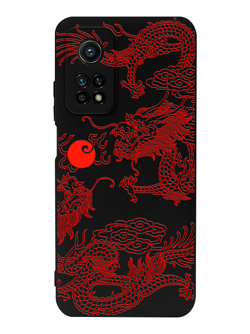Силиконовый чехол для Xiaomi Mi 10T Красный японский дракон