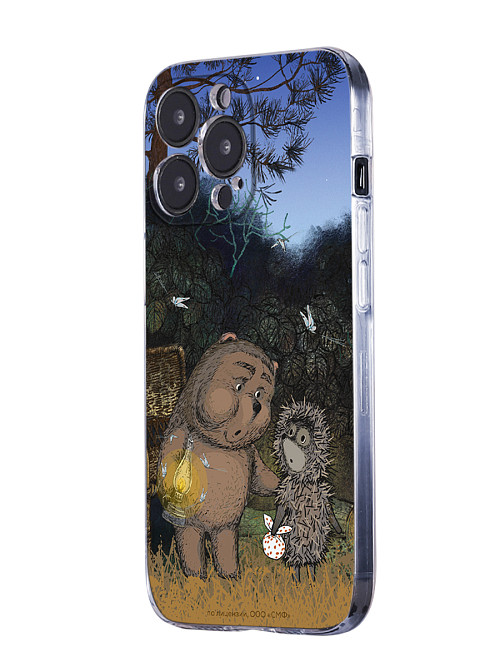 Силиконовый чехол для Apple iPhone 13 Pro Max "Ёжик в тумане и медвежонок"