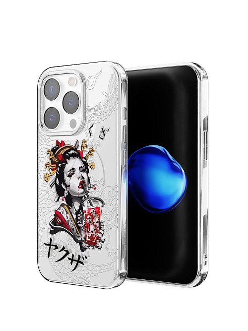 Противоударный чехол с MagSafe для Apple iPhone 14 Pro "Geisha Bloody"