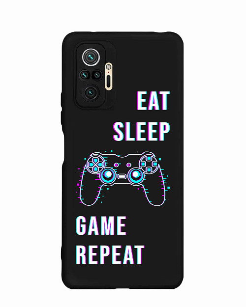 Силиконовый чехол для Xiaomi Redmi Note 10 Pro "Eat Sleep Game repeat"