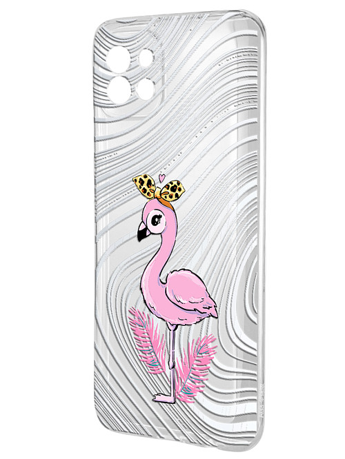 Силиконовый чехол для Samsung Galaxy A03 Фламинго розовый
