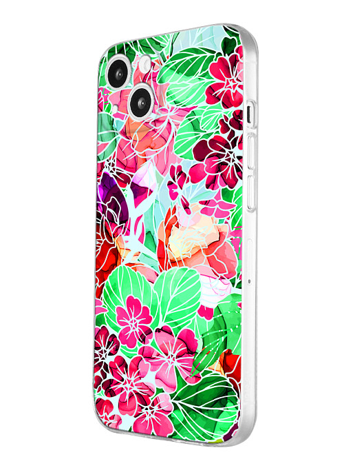 Силиконовый чехол для Apple iPhone 13 Яркие цветы