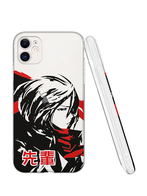 Силиконовый чехол для Apple iPhone 11 "Атака титанов - Mikasa Ackerman"