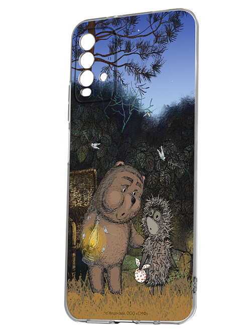Силиконовый чехол для Xiaomi Redmi 9T "Ёжик в тумане и медвежонок"