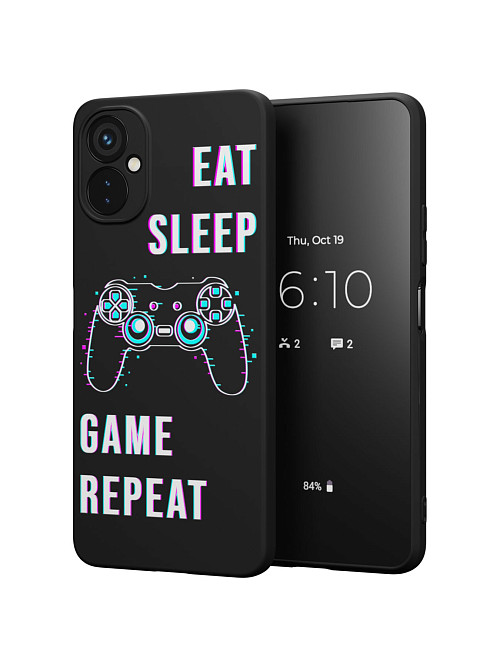 Силиконовый чехол для Tecno Spark 9 Pro "Eat Sleep Game repeat"