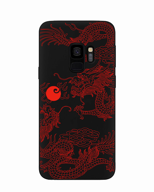 Силиконовый чехол для Samsung Galaxy S9 Красный японский дракон