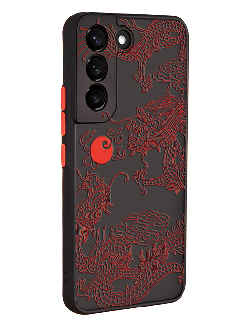 Противоударный чехол для Samsung Galaxy S22 (5G) "Красный японский дракон"