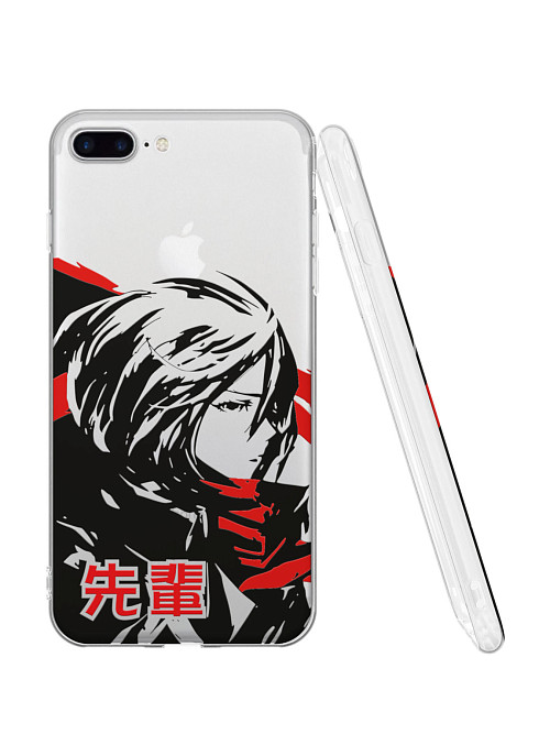 Силиконовый чехол для Apple iPhone 7 Plus "Атака титанов - Mikasa Ackerman"