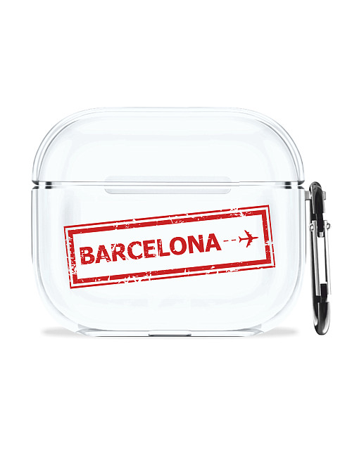 Силиконовый чехол для наушников глянцевый для AirPods 3 "Билет в Барселону"