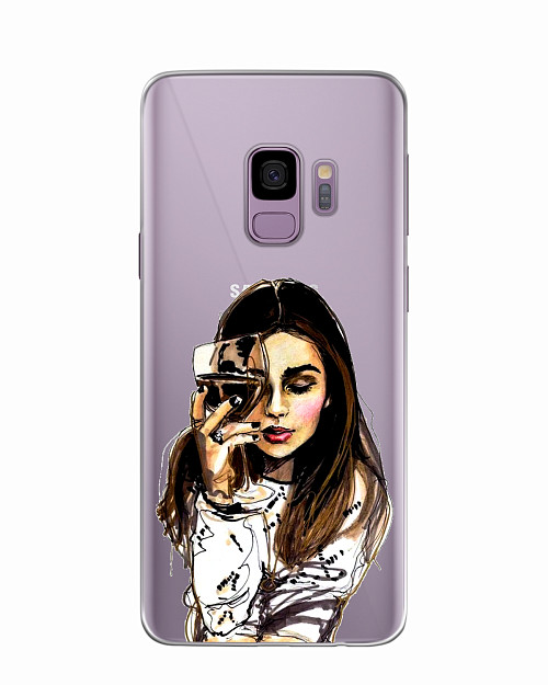 Силиконовый чехол для Samsung Galaxy S9 Девушка с вином