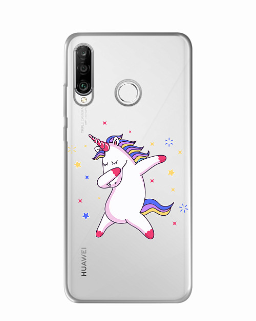 Силиконовый чехол для Huawei P30 Lite Розовый единорожек