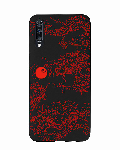 Силиконовый чехол для Samsung A70 Красный японский дракон
