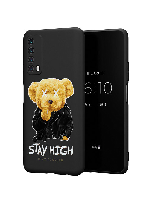 Силиконовый чехол для Huawei P Smart (2021) "NOVEL: Медвежонок в кожанке"