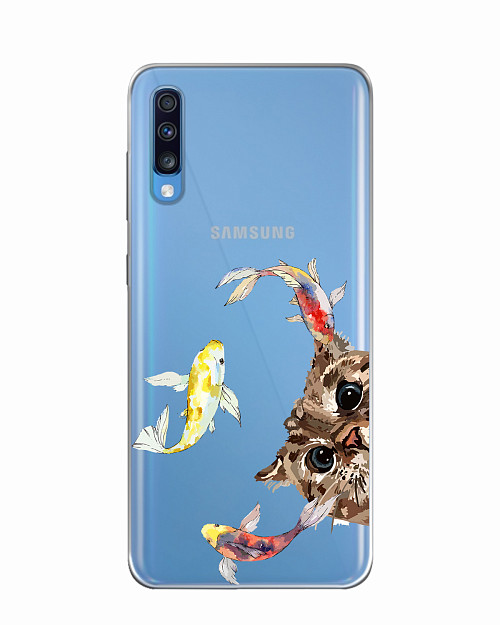 Силиконовый чехол для Samsung Galaxy A70 Пушистый охотник