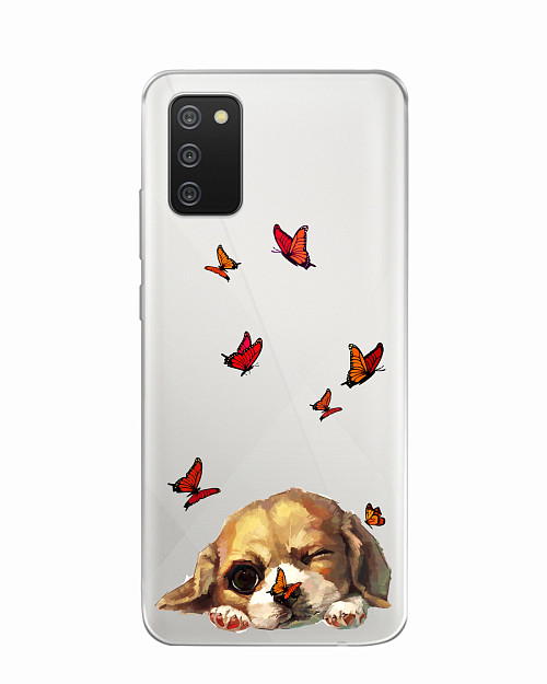 Силиконовый чехол для Samsung Galaxy A02S Милый щенок