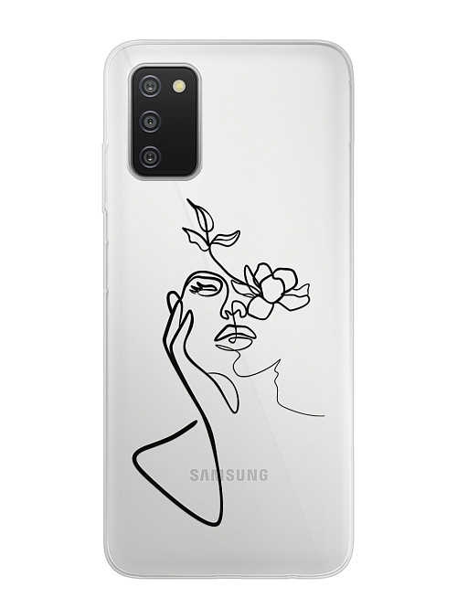 Силиконовый чехол для Samsung Galaxy A03S Девушка и цветы