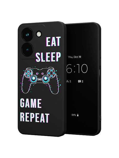 Силиконовый чехол для Vivo Y36 (4G) "Eat Sleep Game repeat"