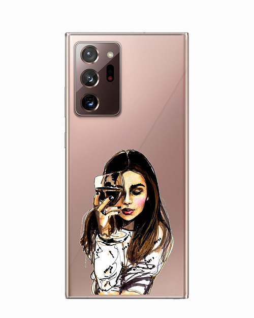 Силиконовый чехол для Samsung Galaxy Note 20 Ultra (5G) Девушка с вином