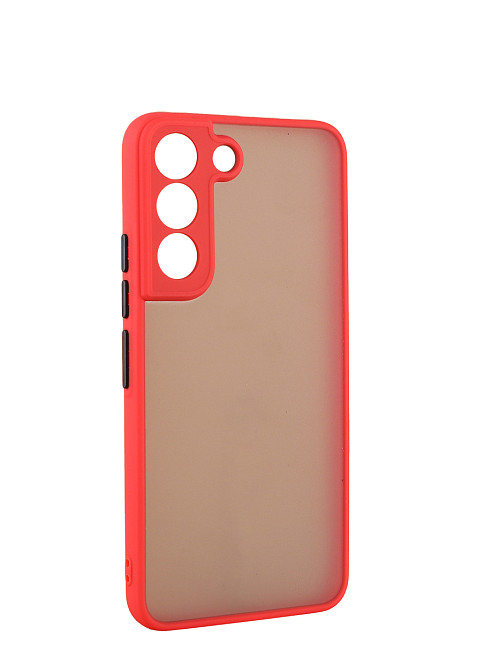 Противоударный чехол для Samsung Galaxy S22 (5G) красный / прозрачный / черный