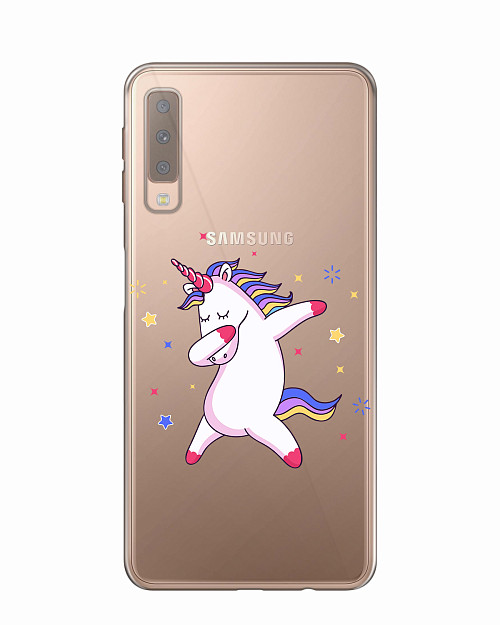 Силиконовый чехол для Samsung A7 2018 (A750) Розовый единорожек