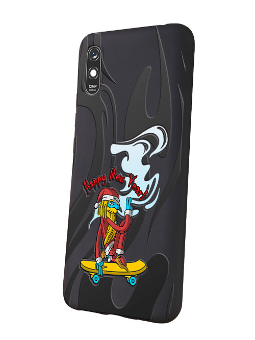 Силиконовый чехол для Xiaomi Redmi 9A Санта на скейте