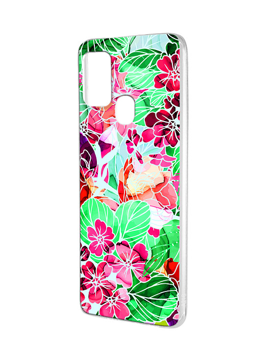 Силиконовый чехол для Samsung Galaxy A21s "Яркие цветы"