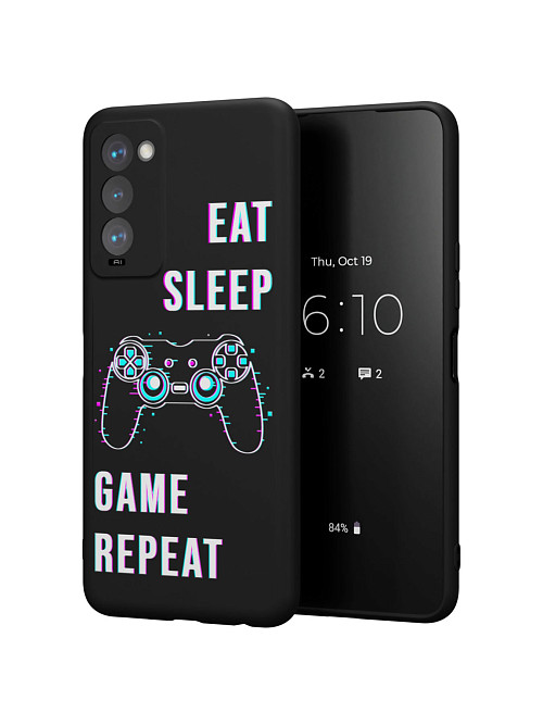 Силиконовый чехол для Tecno Camon 18T "Eat Sleep Game repeat"