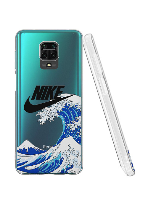 Силиконовый чехол для Xiaomi Redmi Note 9S "NOVEL: Nike и волна"