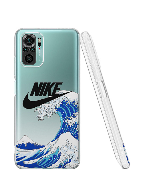 Силиконовый чехол для Xiaomi Poco M5S "NOVEL: Nike и волна"