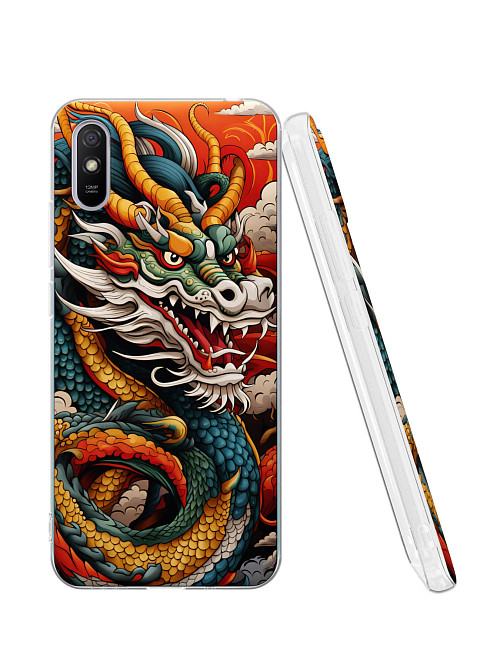 Силиконовый чехол для Xiaomi Redmi 9A "Японский дракон"