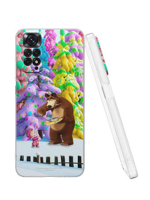 Силиконовый чехол для Xiaomi Redmi Note 11S (4G) "Маша и медведь: Маша художник"