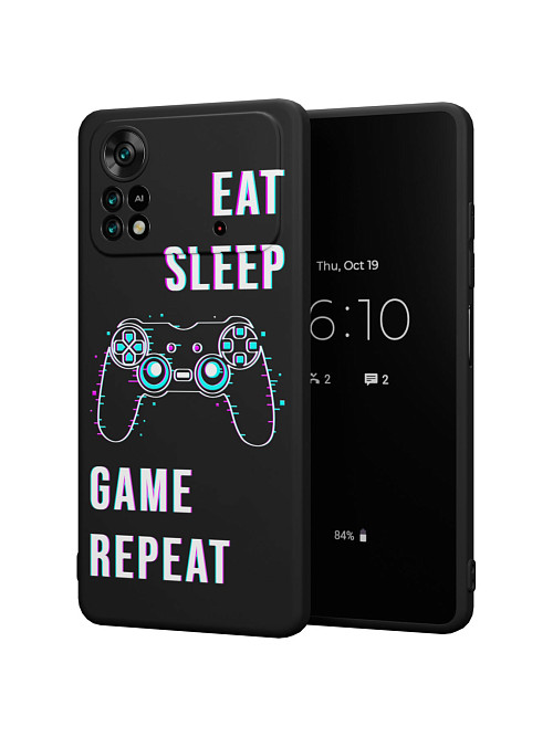 Силиконовый чехол для Poco X4 Pro (5G) "Eat Sleep Game repeat"