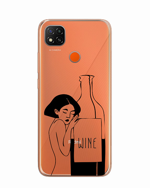 Силиконовый чехол для Xiaomi Redmi 9C Бутылка вина