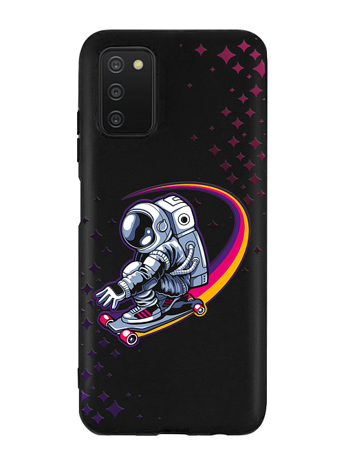 Силиконовый чехол для Samsung Galaxy A03S Космонавт на скейте