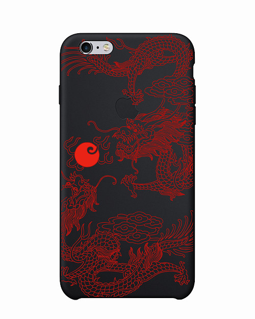 Силиконовый чехол для Apple iPhone 6 Plus Красный японский дракон