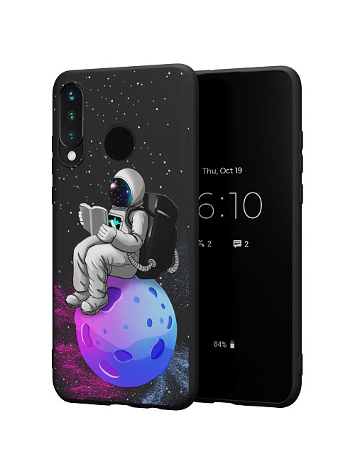 Силиконовый чехол для Huawei P30 Lite "Космонавт с книгой"